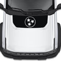 Tennessee Flag blackout hood vinyl decal shown installed on the hood of a 2021+ Ford Bronco SUV