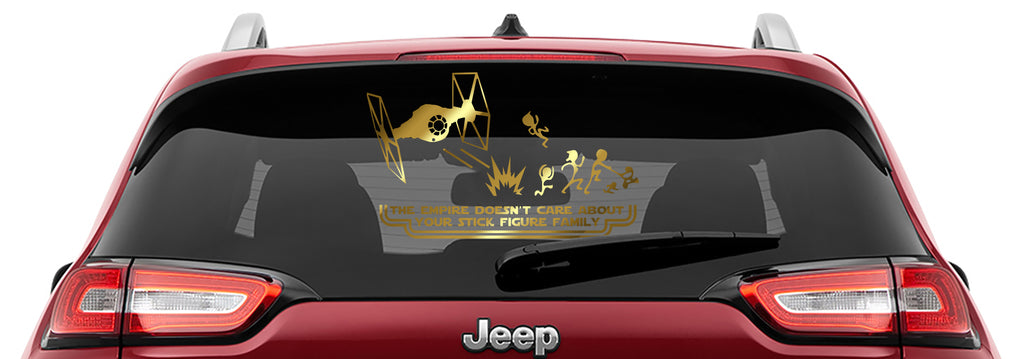 Tie Fighter The Empire Doesn't Care Your Stick Figure Family Vinyl Decal