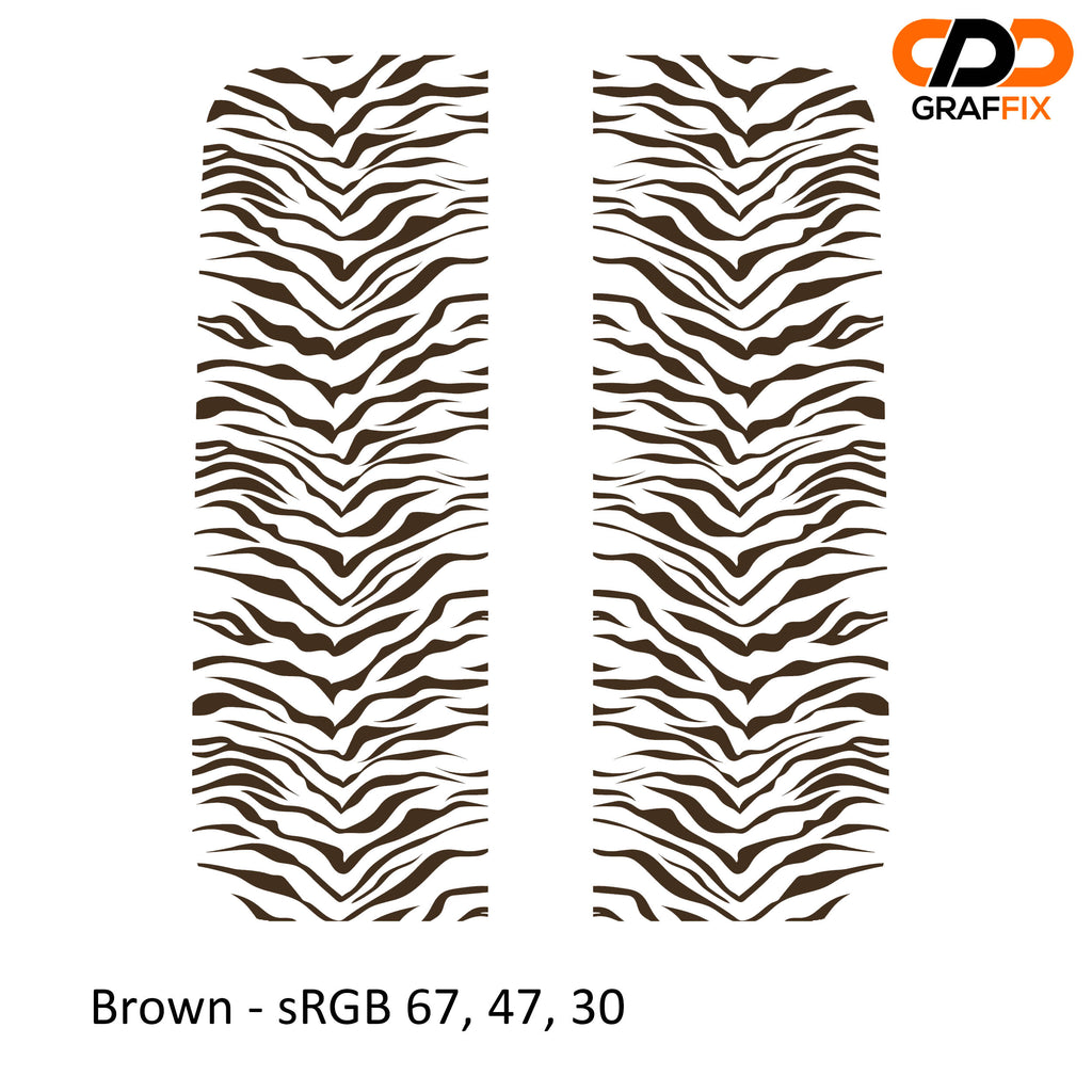 Brown tiger print pattern side window vinyl decal pair for Jeep Wrangler JL Gladiator JT close-up