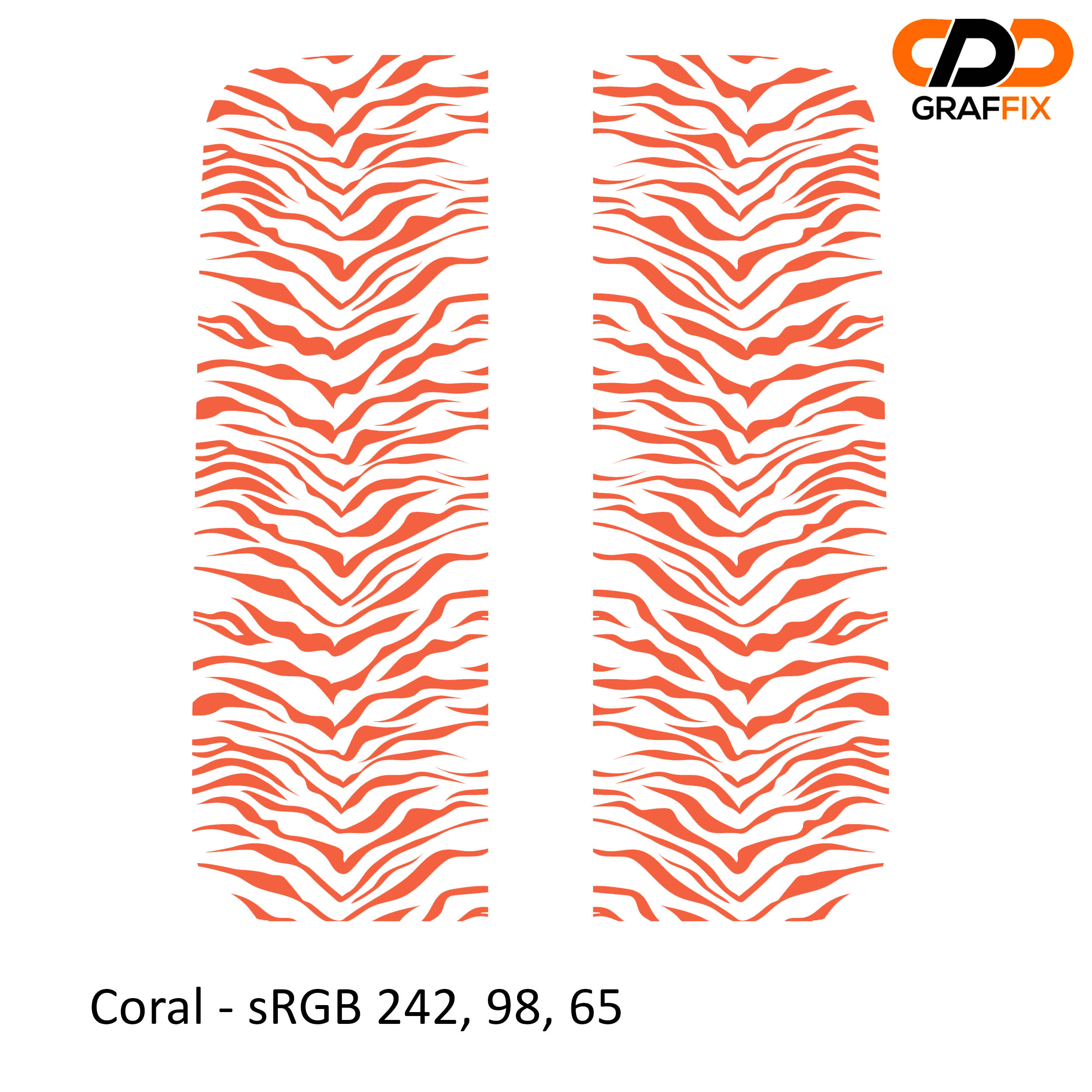 Coral tiger print pattern side window vinyl decal pair for Jeep Wrangler JL Gladiator JT close-up