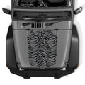 Black tiger print blackout hood decal on silver Jeep Wrangler JK/JKU 2007-2017 striped graphic