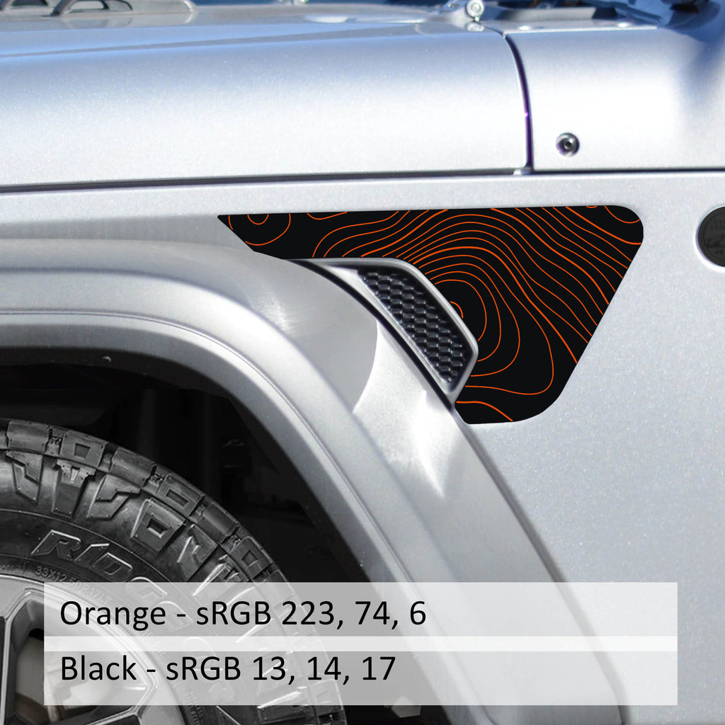Topographic Fender Vent Vinyl Decal - Fits Jeep Wrangler JL/Jeep Gladiator JT 2018+
