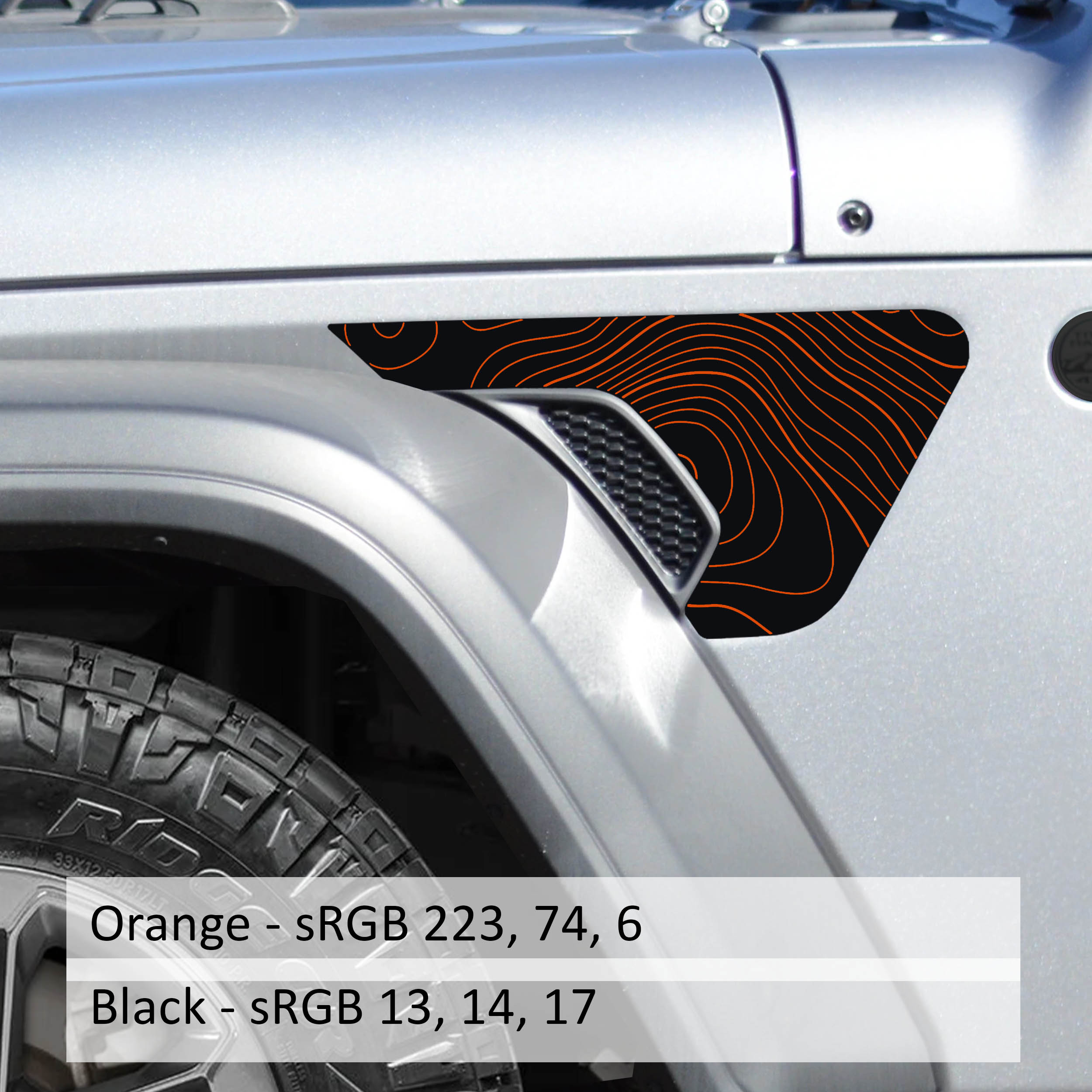 Topographic Fender Vent Vinyl Decal - Fits Jeep Wrangler JL/Jeep Gladiator JT 2018+