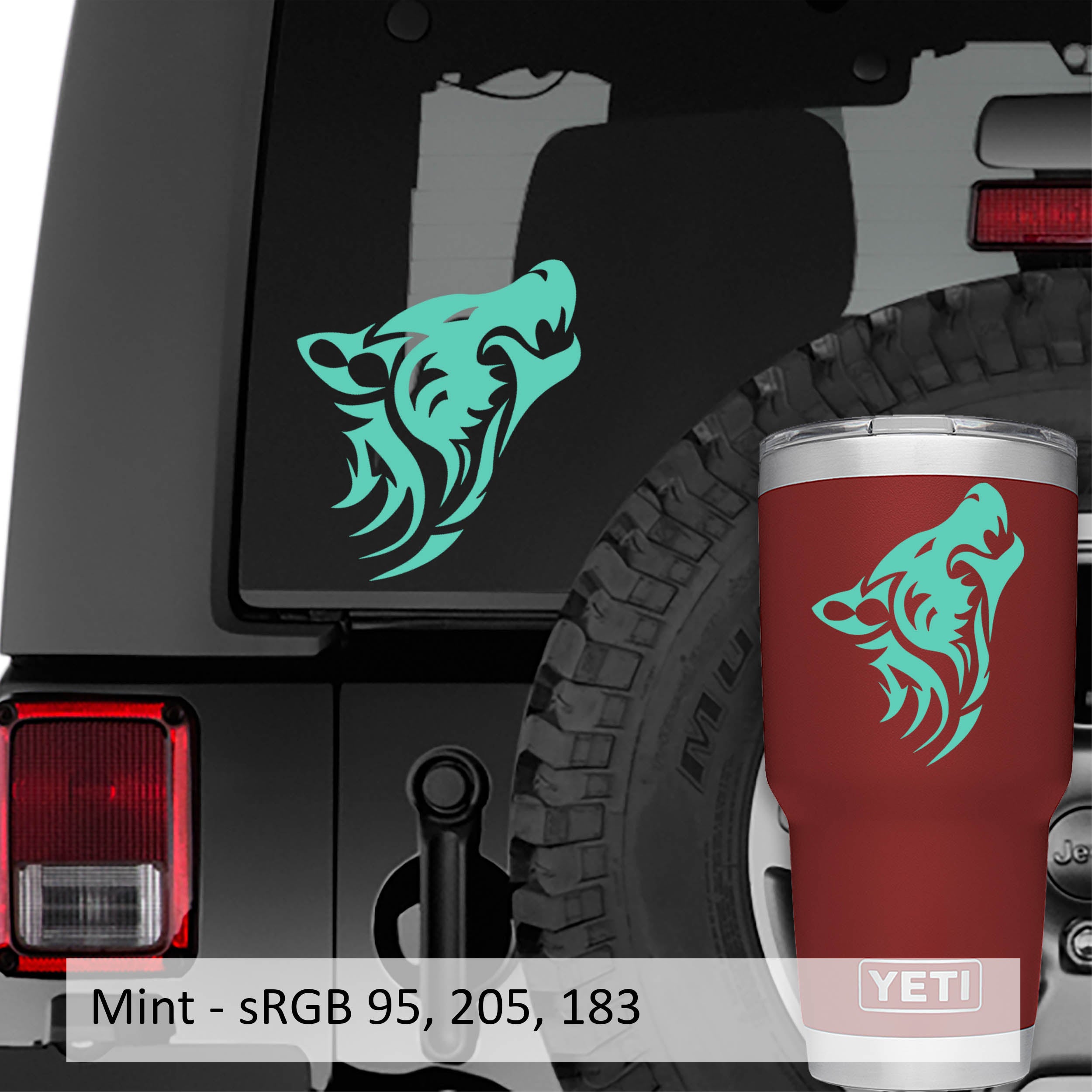 Tribal Howling Wolf Vinyl Decal Sticker