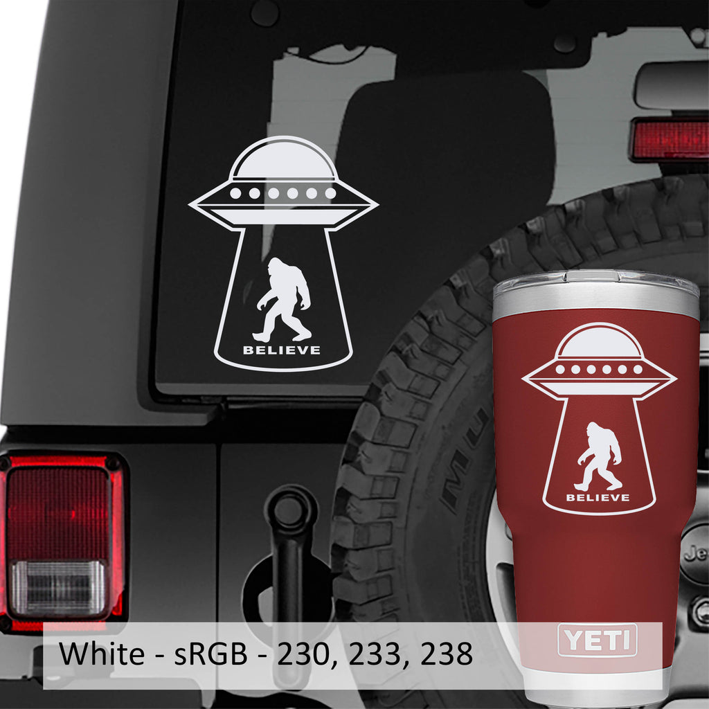 UFO Bigfoot Believe Vinyl Decal
