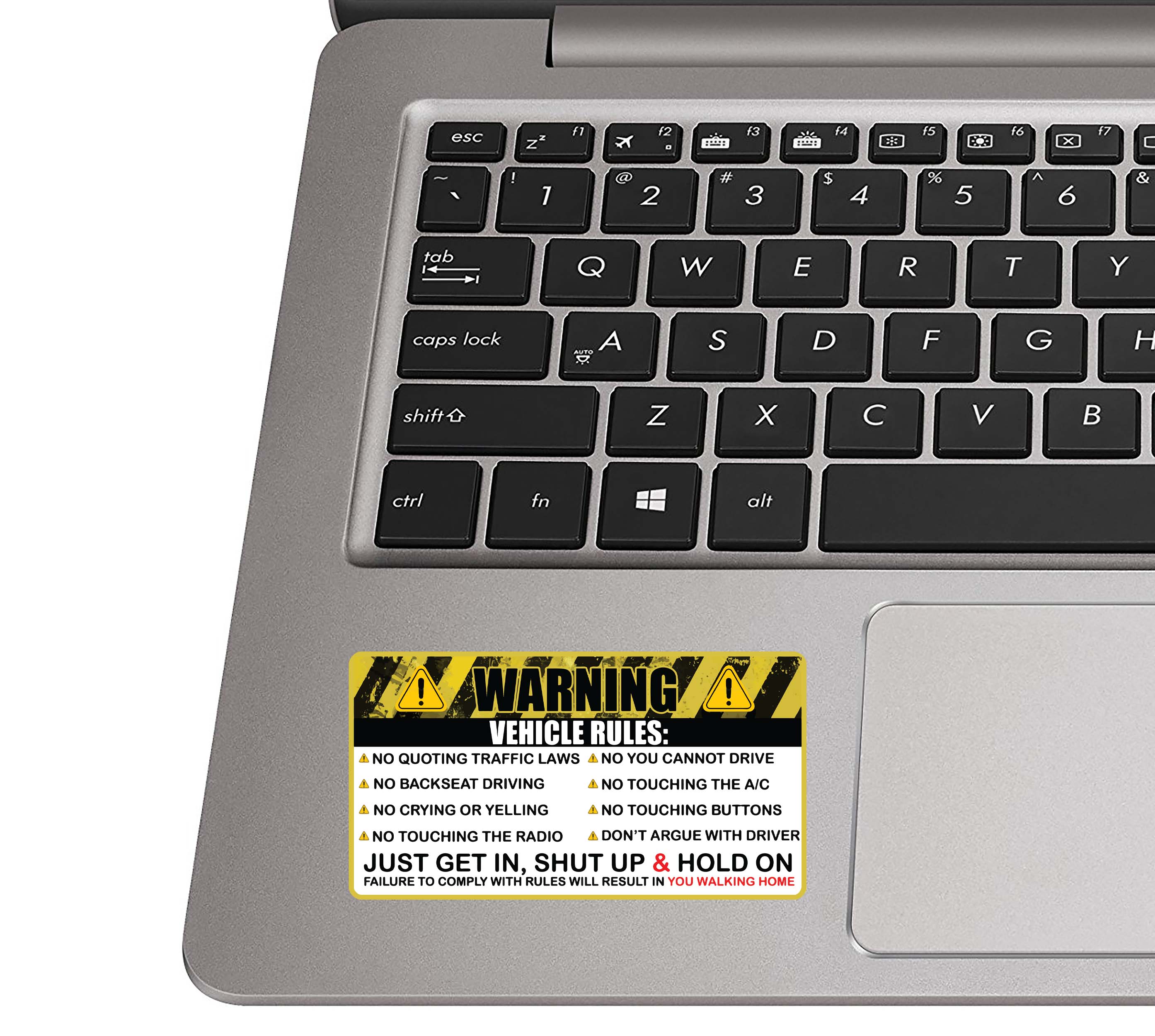 Vehicle Rules Funny Warning Vinyl Sticker