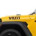 Distressed Willys Hood Lettering Waterproof Vinyl Decal x2 (Pair)