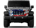 Wavey American Flag Grille Skin Vinyl Graphic for JJK & JKU Wranglers