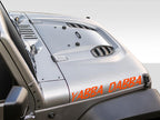 Yabba Dabba font sample for custom text Jeep hood lettering decal shown in playful black letters